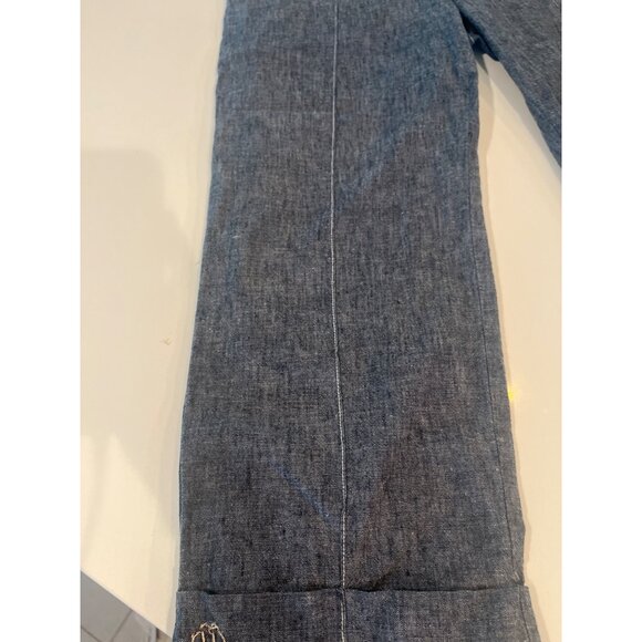 AGB Womens Embroidered Chambray Pants With Pockets & Cuffed Hem Size 8 Linen/Cot - Picture 4 of 8